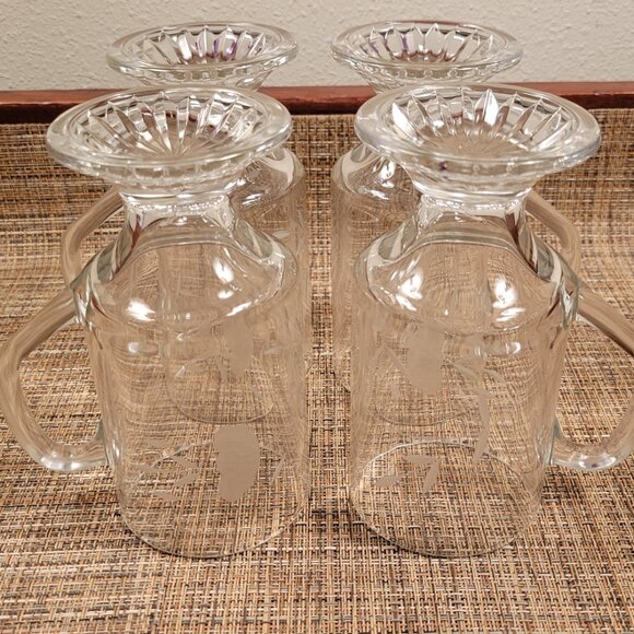 FOUR (4) Princess House Heritage Etched Crystal Footed Irish Coffee Mugs Cups - Picture 7 of 10